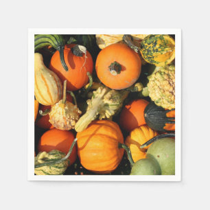 Serviette Jetable Gourdes d'automne de l'or et de l'vert, récolte