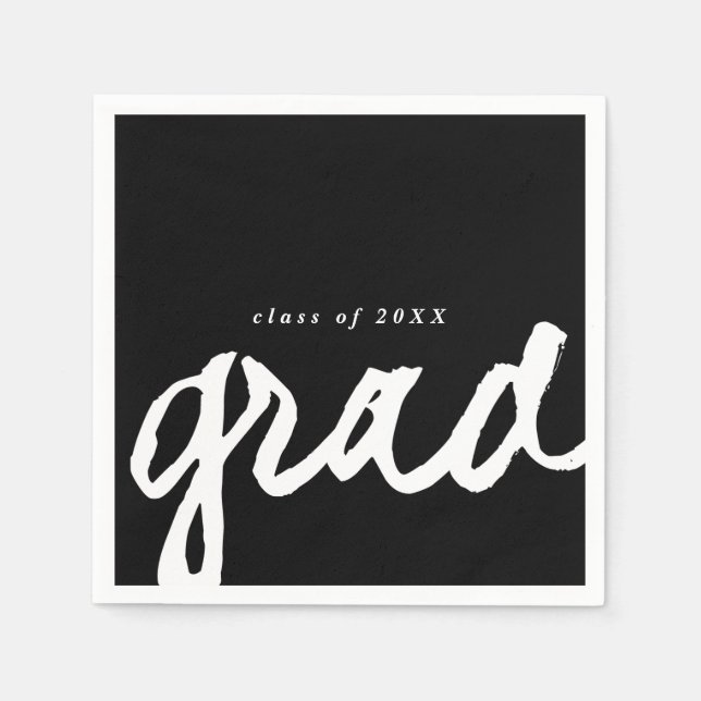 Serviette Jetable Grad de script simple | Graduation Party (Devant)