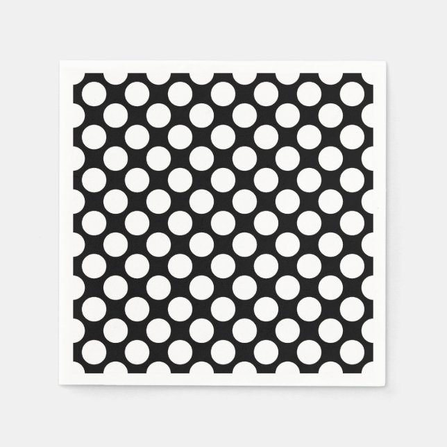 Serviette Jetable Grands points rétro - blanc et noir (Devant)