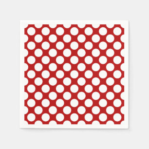 Serviette Jetable Grands points rétro - blanc et rouge