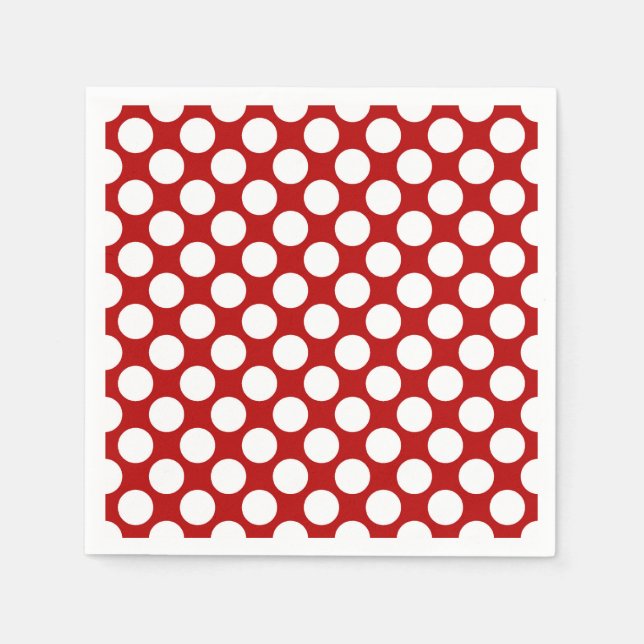 Serviette Jetable Grands points rétro - blanc et rouge (Devant)