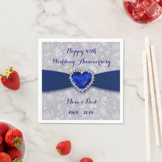 Serviette Jetable Gras Damask 45e anniversaire Mariage papier Napkin (En situation)