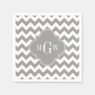 Serviette Jetable Grey What Chevron Dk Gris Quatrefoil 3 Monogramme