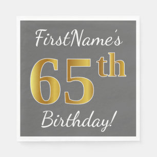 Serviette Jetable Gris, anniversaire d'or de Faux soixante-cinquièm
