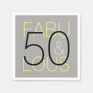 Serviette Jetable Gris et Jaune 50 & Papier fabuleux Napkin