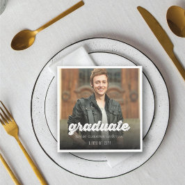 Serviette Jetable Grunge Bold Graduate Script Photo Graduate Party