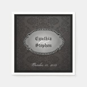 Serviette Jetable Halloween Noms gothiques noirs et Mariage de date 