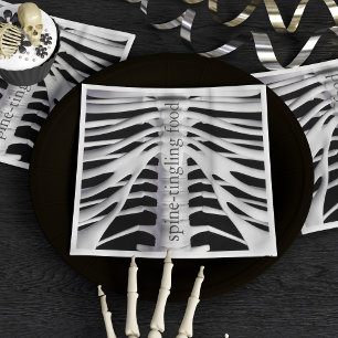 Serviette Jetable Halloween Skeleton Rib Cage picoteur noir