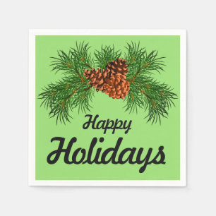 Serviette Jetable Happy Holiday - détail pin-cône