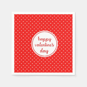 Serviette Jetable Heureuse Sainte-Valentin de coeur rouge et blanc