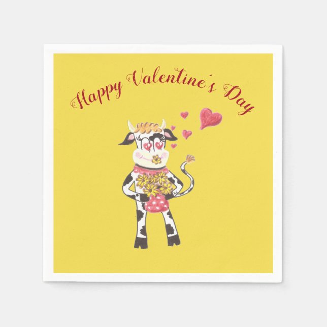Serviette Jetable Heureuse Sainte-Valentin dessin animé serviettes d (Devant)