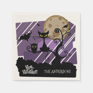 Serviette Jetable Hibou de Halloween et serviette personnalisée par