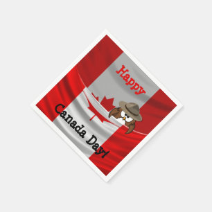Serviette Jetable hibou de la fête du Canada