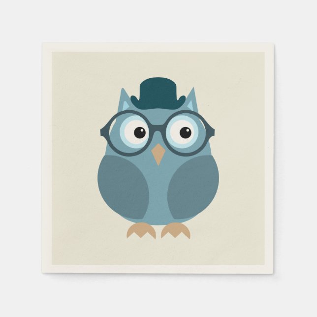 Serviette Jetable Hipster Owl (Devant)