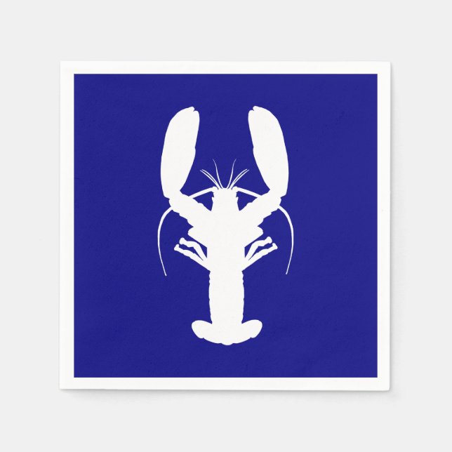 Serviette Jetable Homard Côtier Bleu Et Blanc De La Marine (Devant)