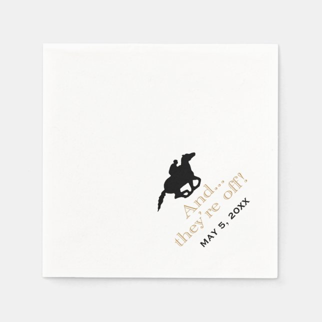 Serviette Jetable Horse Racing Derby Personnalisé Noir/Or (Devant)