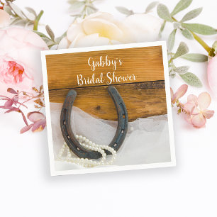 Serviette Jetable Horseshoe and Pearls Country Western Bridal Shower