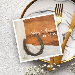 Serviette Jetable Horseshoe et Satin Country Barn Mariage