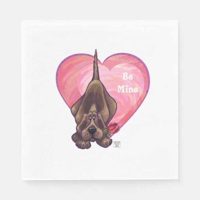 Serviette Jetable Hound Dog Valentine's Day (Devant)