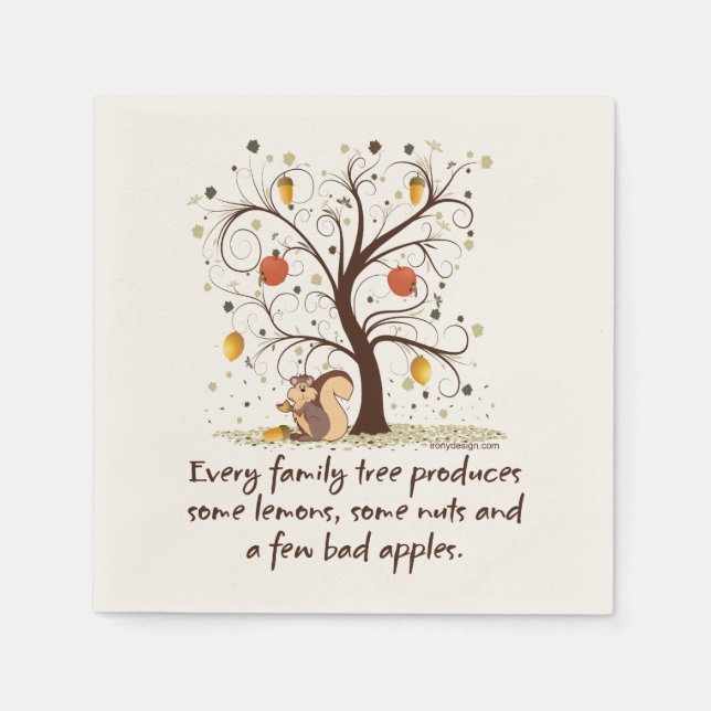 Serviette Jetable Humour de l'arbre généalogique (Devant)