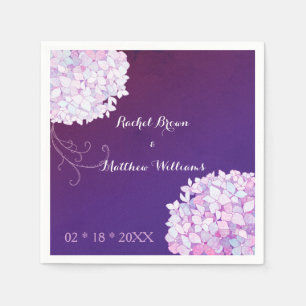 Serviette Jetable Hydrangea Blooms Plum Mariage