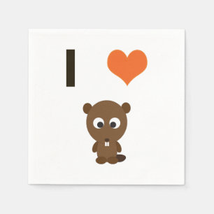 Serviette Jetable I coeur (amour) Castors