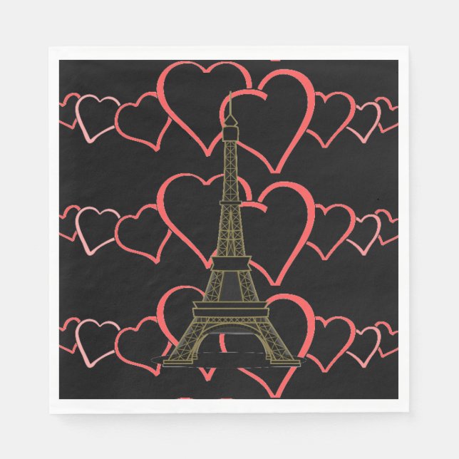 Serviette Jetable I Love Paris, French Theme Party Papier serviettes (Devant)