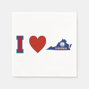 Serviette Jetable I Love Virginia Heart State Flag Party