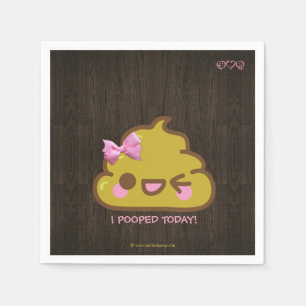 Serviette Jetable I Pooped aujourd'hui ! Cutey Poo avec l'arc rose