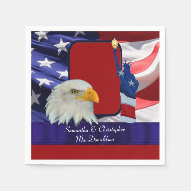 Serviette Jetable Icônes patriotiques américaines (Devant)