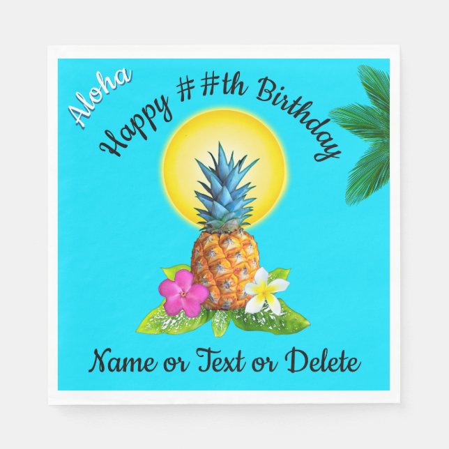 Serviette Jetable Idées De Fête À Thème Hawaiienne, Serviettes Perso (Devant)