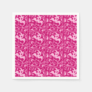 Serviette Jetable Ikat Floral Damask - Fuchsia et rose pâle