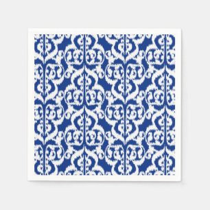 Serviette Jetable Ikat Moorish Damask - bleu cobalt et blanc