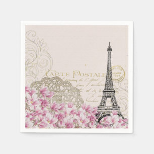 Serviette Jetable Illustration de la tour Eiffel vintage Paris Art F