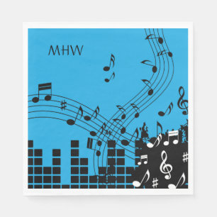 Serviette Jetable Illustration de musique monogramme personnalisé se