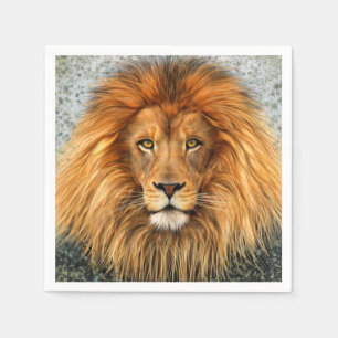 Serviette Jetable Image d'art de peinture de photographie de lion