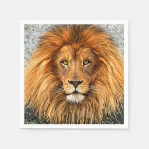 Serviette Jetable Image d'art de peinture de photographie de lion