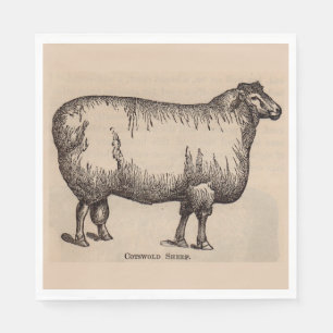 Serviette Jetable Impression du 19e siècle de mouton Cotswold