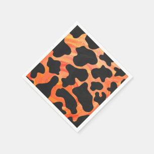 Serviette Jetable Impression noire et orange de vache