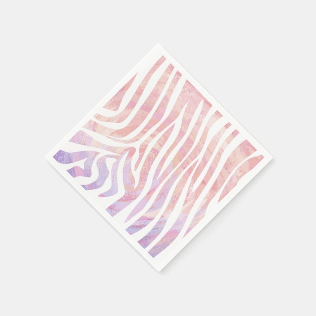 Serviette Jetable Impression rose et blanc Zebra (Coin)