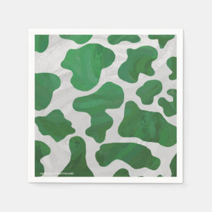 Serviette Jetable Impression verte et blanche de vache
