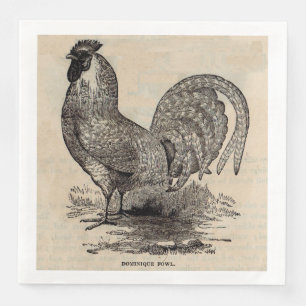 Serviette Jetable imprimé du 19e siècle dominique fowl