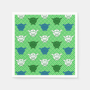 Serviette Jetable imprimé lapin japonais, vert, bleu et blanc