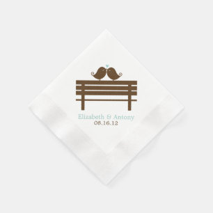 Serviette Jetable Inséparables sur le banc de parc {mint}