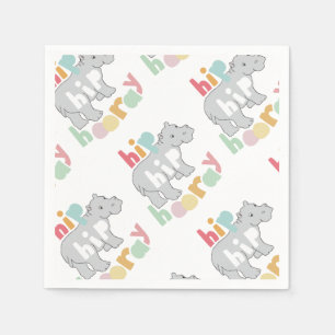 Serviette Jetable ip Hip Hip Houray Gris Hippo Dessin mignon Animal