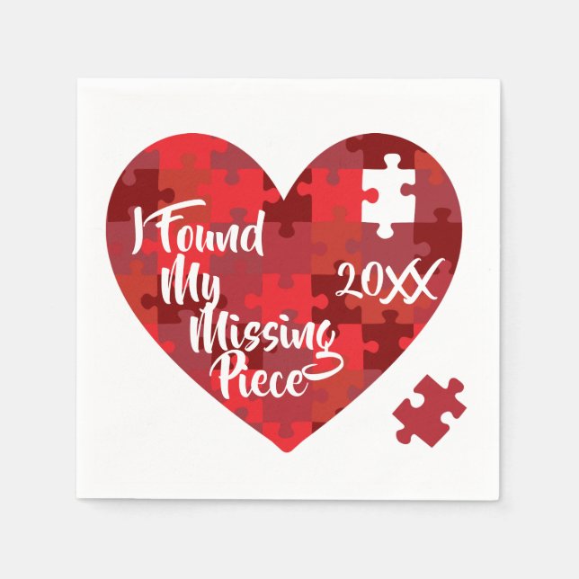 Serviette Jetable J'Ai Trouvé Ma Pièce Manquante - Puzzle Heart (Devant)
