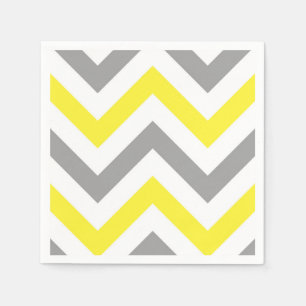 Serviette Jetable Jaune, Gris Dk What Grand Motif Chevron ZigZag