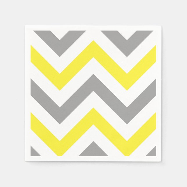 Serviette Jetable Jaune, Gris Dk What Grand Motif Chevron ZigZag (Devant)