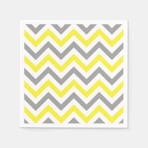 Serviette Jetable Jaune, Gris Dk What Grand Motif Chevron ZigZag