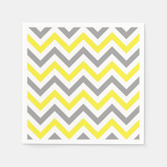 Serviette Jetable Jaune, Gris Dk What Grand Motif Chevron ZigZag (Devant)